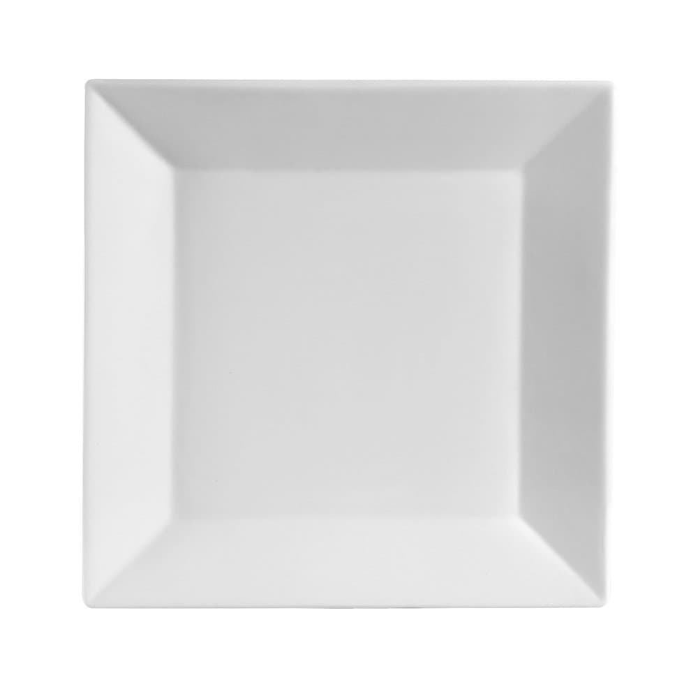 10.5 Inch Porcelain Square Dinner Plates - 6 Packs, White