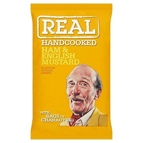 Real Handcooked Ham & English Mustard Flavour Potato Crisps 50g x Case of 18