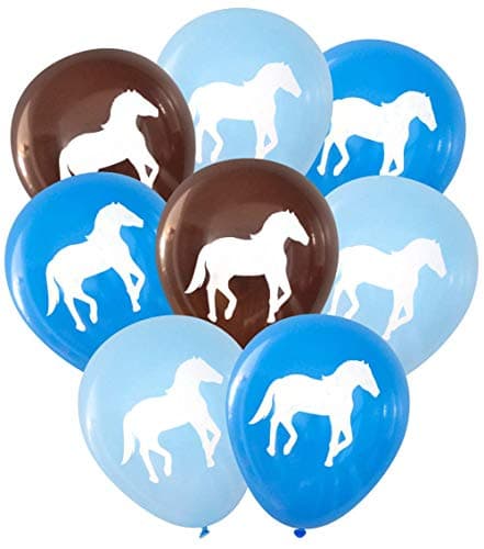 Horse Latex Balloons, 16 pcs (Blues & Dark Brown)