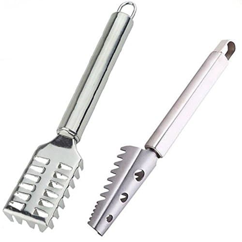 Highmoor Fish Scale Scraper,Stainless Steel Fish Scaler Scales Skin Remover,Knife Removing Peeler Cleaning Tool Kit 2pcs