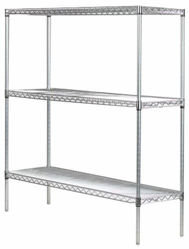 Omega 24" Deep x 48" Wide x 36" High 3 Tier Chrome Starter Shelving Unit