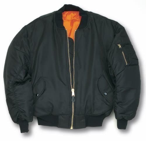 MA1 BOMBER JACKET WITH HEAVY BRASS ZIP (XXL, BLACK)