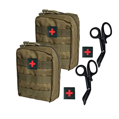 Krisvie 2Pack Tactical EMT Pouch 1000D Nylon Molle First Aid Bag for Outdoor