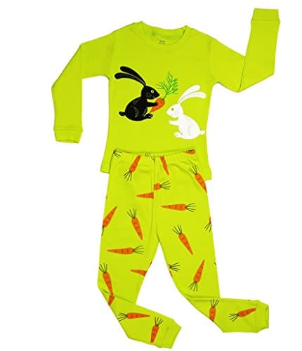 Elowel Girls Bunny Rabbit 2 Piece Pajama Set Size 5 Green