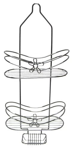 AQUATICO Petal-Style 2 Tier Shower Caddy, Black