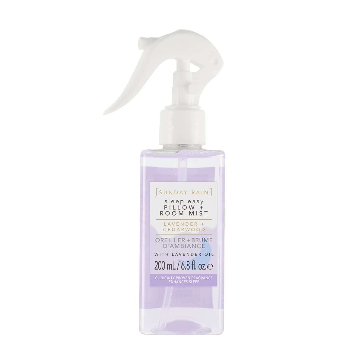 Sunday Rain Sleep Easy Luxury Relaxing Soothing Pillow and Room Mist Spray, Vegan and Cruelty-Free, Lavender and Cedarwood, 200ml/6.8 fl. oz.