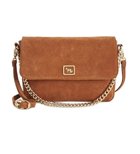Emma Fox Dales Suede Chain Crossbody Fashionable Handbag Cognac