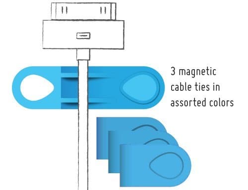MOS Magnetic Cable Tie 3-Pack, Replacements for use with MOS Organizer