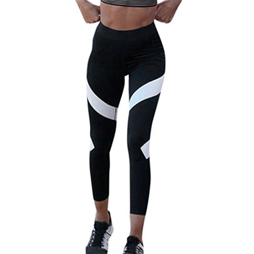 Elogoog Women Splice Yoga Fitness Pant Skinny Workout Gym Sports Cropped Leggings