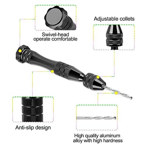 CYLBAQ 32 Pcs Pin Vise Hand Drill Bits Set Mini Pin Drill Bits Set with Mini Drills, Twist Drills and Bench Vice for Wood, Jewelry, Craft Carving, Electronic Assembling(0.3-1.2 mm PCB Drill)