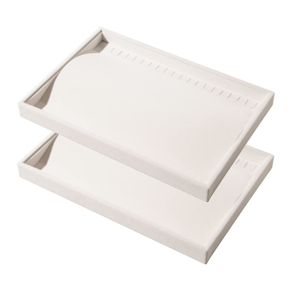 Pengup 2 Pcs Stackable Jewelry Organizer Trays,20 Hooks Necklace Chains Display Storage Trays Holder (Beige)