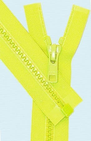17" Vislon Zipper ~ YKK #5 Molded Plastic Sport Zipper ~ Separating - 535 Neon Green (1 Zipper / Pack)