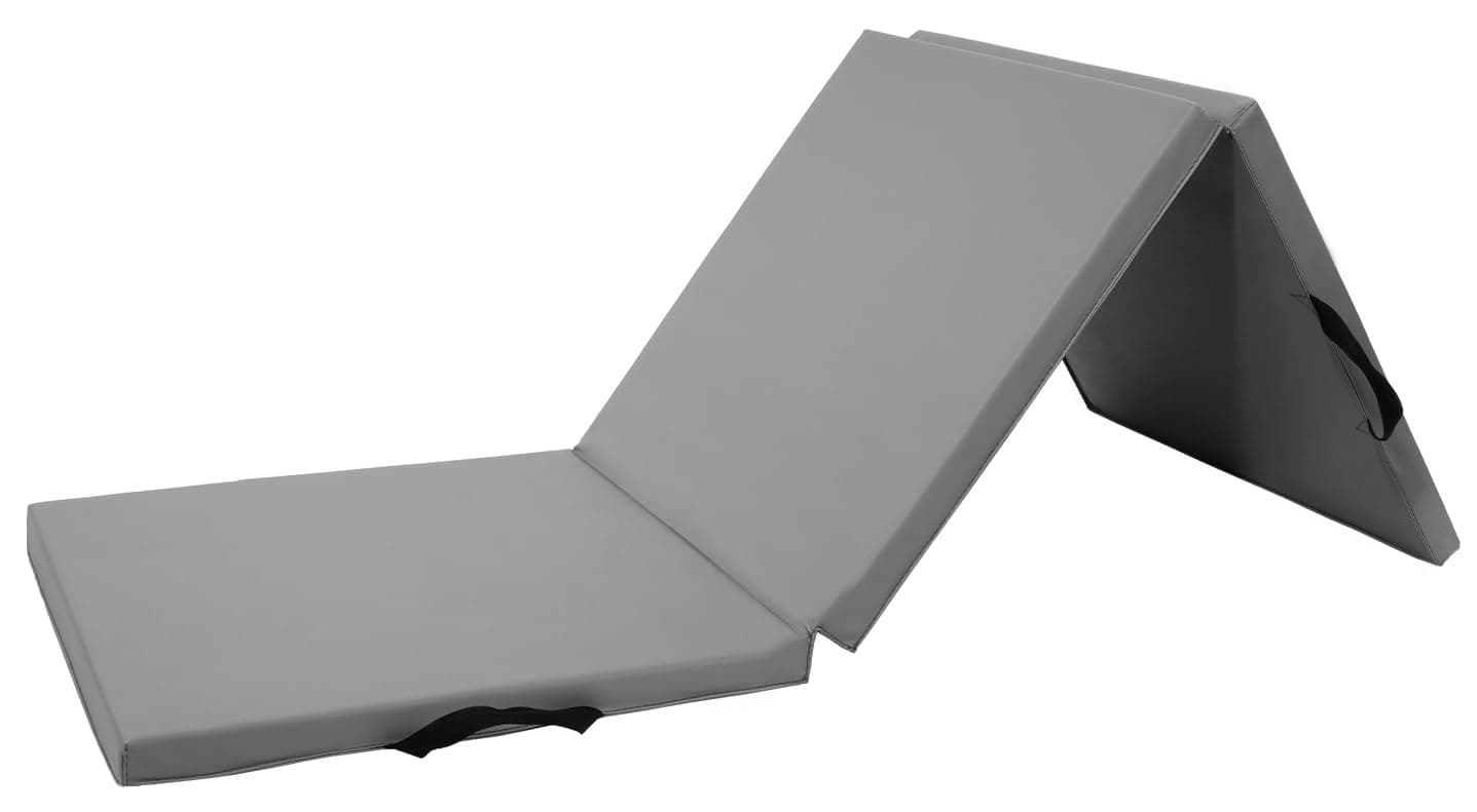 "BalanceFrom Thick Tri-Fold Folding Exercise Mat with Carrying Handles for MMA, Gymnastics and Home Gym Protective Flooring 180cm x 60cm / 6ft x 2ft 2 Inch Thick - Multiple Colors"