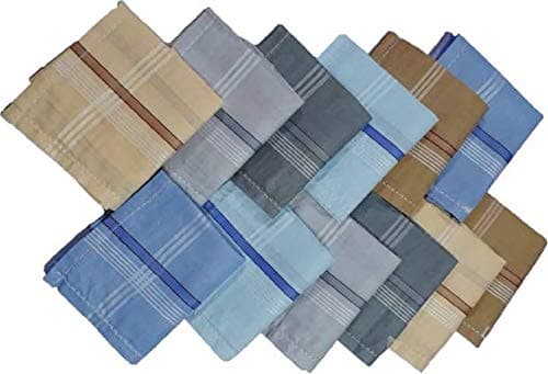 Cotton Premium Collection Handkerchiefs Hanky For Men - Pack of 12 - Multi Color XL