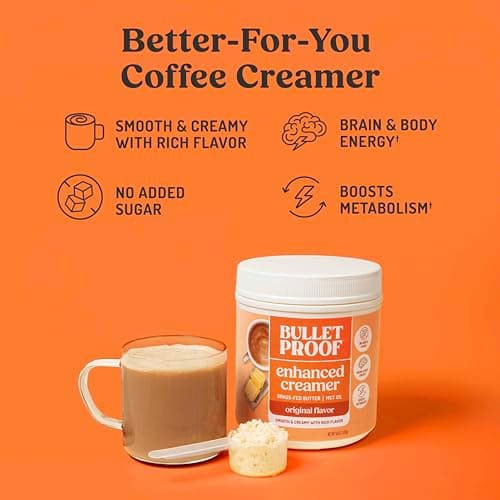 Bulletproof Original Creamer, 14.8 Ounces, Keto Coffee Creamer with MCT Oil and Grass-Fed Butter, Supports Brain Function