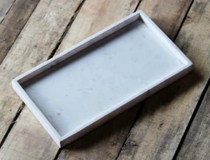 Organic Home 14" x 8" Inch White Marble Rectangular Tray, Serving Tray, Paper Tray |Multi Purpose Tray|