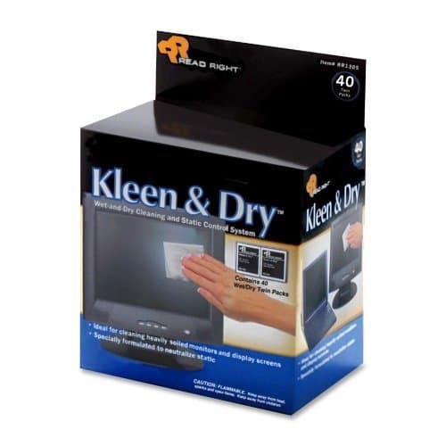 Wholesale CASE of 10 - Read/Right Kleen & Dry Screen Cleaners-Kleen and Dry Pads, for Screen, Twin Packs, 40/BX