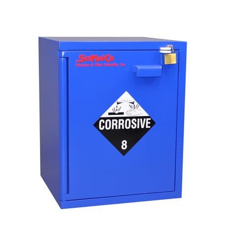 SciMatCo SC8063 High-Density Plywood Non-Metallic Benchtop Corrosive Safety Cabinet, Blue, 5 x 2.5 Liters Capacity
