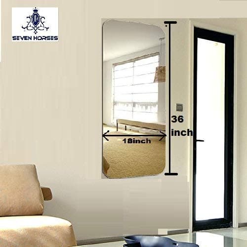 SEVEN HORSES Large Full Length Frameless Bevelled Dressing Mirror (Size:18 X 36 Inch)