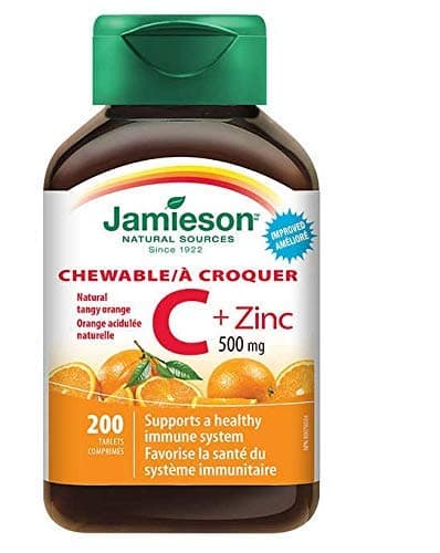 Chewable Vitamin C 500mg + Zinc, Natural Tangy Orange, 200 Tablets