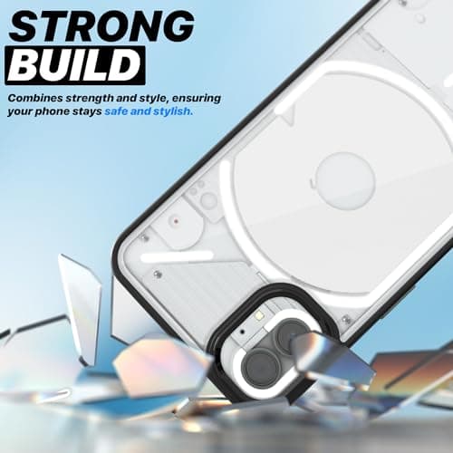 Pikkme Back Cover | Electroplated Crome Metal Ring | Full Camera Protection | Raised Edges | Super Soft Side TPU | Bumper Case for Nothing Phone 1 (Black)