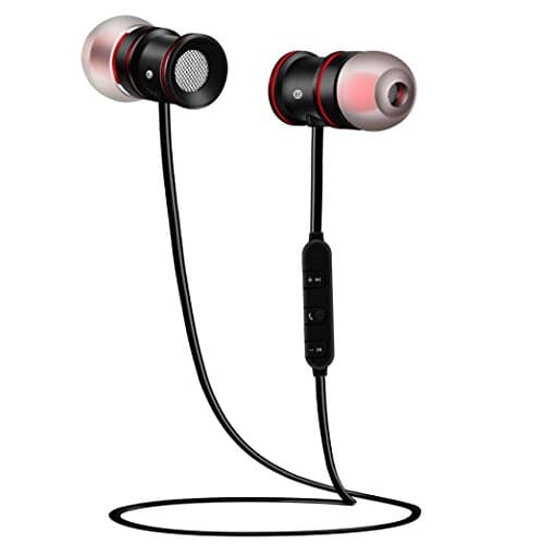 Bluetooth Headphones,EarTime Wireless V4.1 Magnetic In-Ear Stereo Earphones Sweatproof Sports Earbuds with Mic (Support Hi-Fi music,HD calling) (Black)