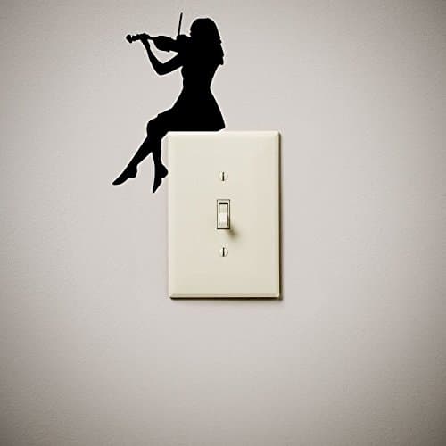 JS Artworks Girl Woman Playing Violin Cute Funny Vinyl Decal Sticker for Light Switch Our Wall outlets