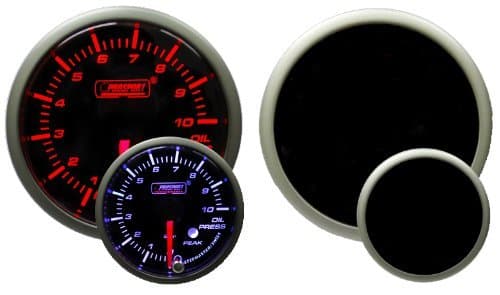 BAR Metric Oil Pressure Gauge-with Peak and Warning Electrical Amber/white Premium Series 52mm (2 1/16")