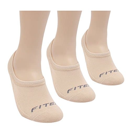 FITEXTREME 3 Pairs Mens DryCool Active Sports Thick No Show Socks Non Slip Beige
