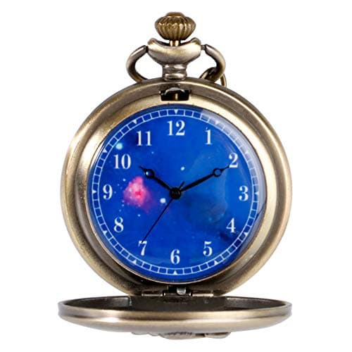 CokinkiDs Pocket Watch Quartz Analog for Men Planet Dial Necklace Pocket Watch Xmas Gift