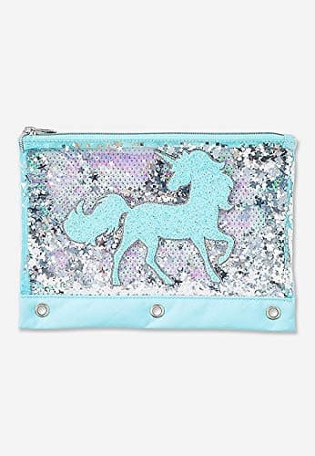 Justice Teal Unicorn Sequin Shaky Pencil Case