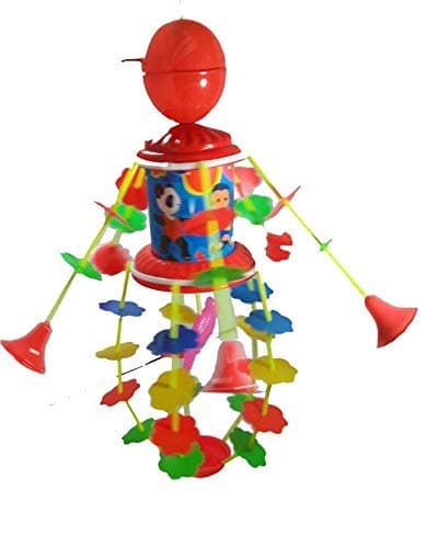 J S Blossom Plastic Musical Merry Go Round Jhoomer Toy with Soothing Sound for Kids, Red