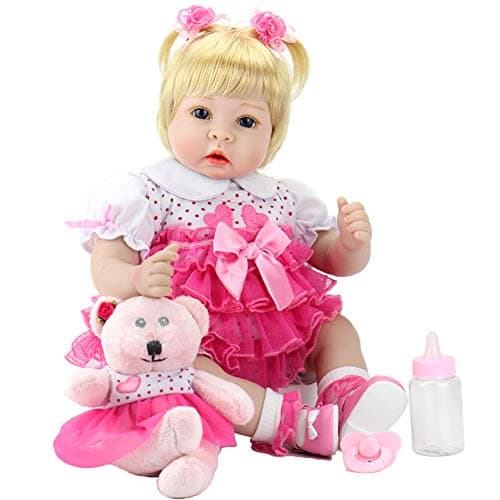 Aori Lifelike Reborn Baby Dolls with Soft Body African American Realistic Girl Doll 22 Inch Flamingo Gift Set for Girl