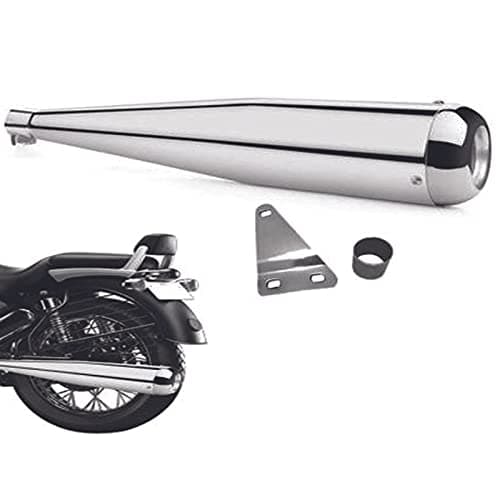 SupremeChoice Bike Bullet Silencer Exhaust A1 Quality Megaphone Chrome Silencer with Glasswool Chrome Bike Exhaust With Zed Clemp & Bush for Royal Enfield Bullet Thunder Bird 500