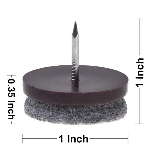 16pcs - Large Espresso Color - Heavy Duty Nail On Felt Pads Slider Glide Pads for Chairs, Table, Stools, Drawer, Wardrobe - Hard Wood, Tile Floor Protector