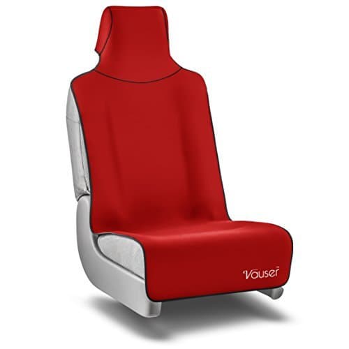 Waterproof Car Seat Cover Durable Neoprene by Vauser TM - Universal Fit Non-Slip SurpreneTM Base - Sports Yoga Cross-fit Gym Beach Sweat & Dog Auto Seat Protector - Quality Craftsmanship (Red)