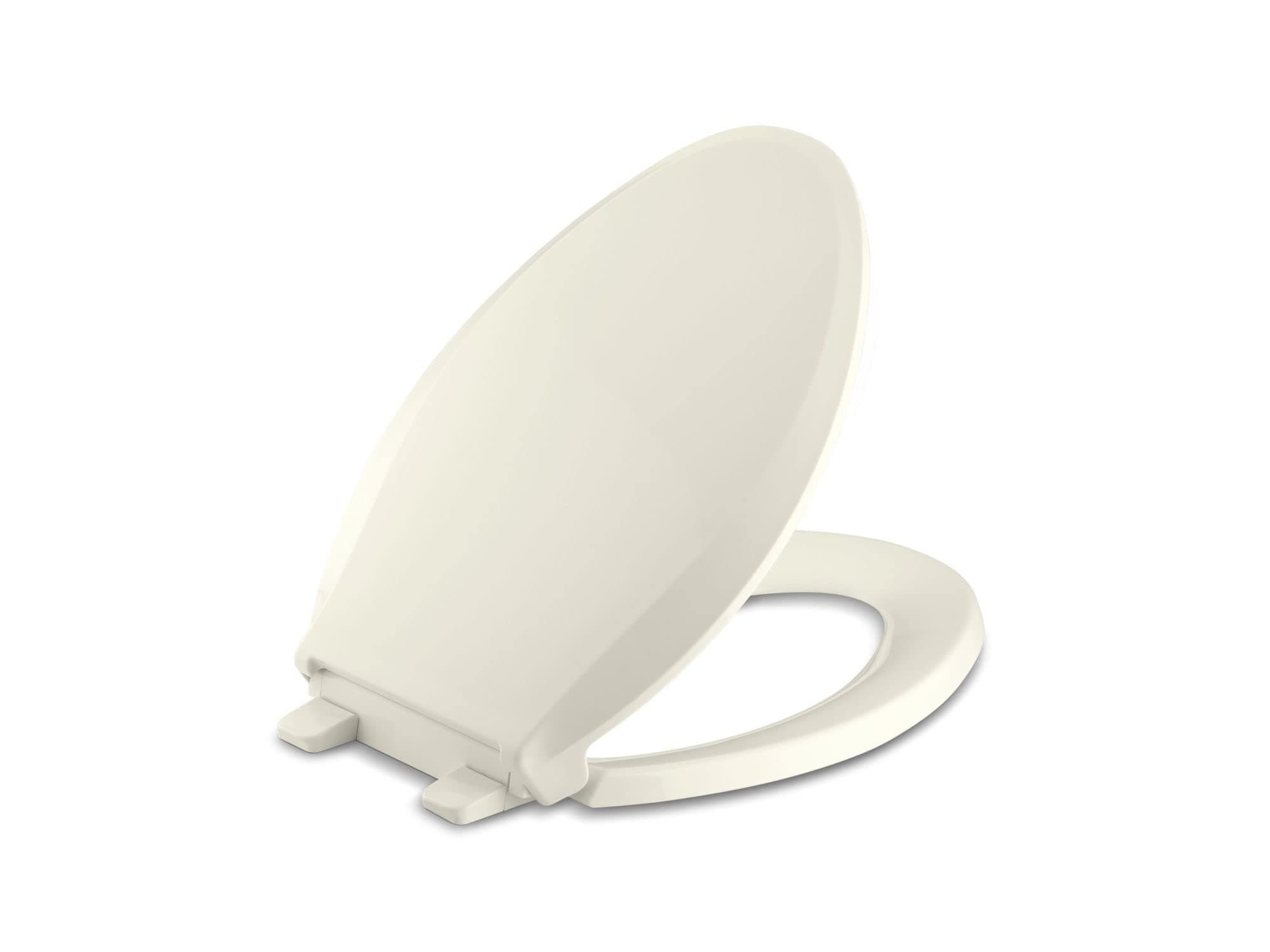K-4636-96 Cachet Quiet Close Elongated Toilet Seat, Slow Close Lid and Seat, Grip-Tight Bumpers and Installation Hardware, Biscuit