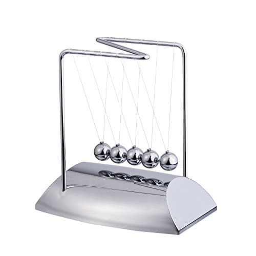 RORRY Newton Cradle Balance Balls Classic Office Desk Gadget Decompression Decoration Large (Silver)