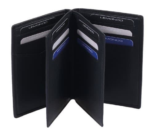 Avanco Men's Leather ID and credit card Wallet 4.7 x 3.1 x 0.6 inch Black