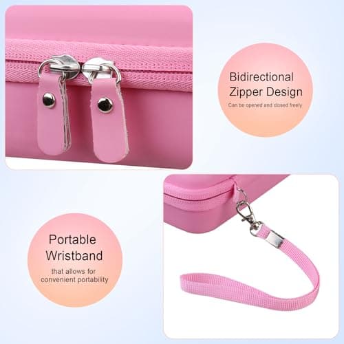 Elonbo Carrying Case for Blinger Dazzling Starter Kit, Blinger Kids Glam Collection Starter Kit Storage Bag, Kids Hair Styling Tool Travel Organizer Holder, Pocket fits Gems Rhinestones, Pink