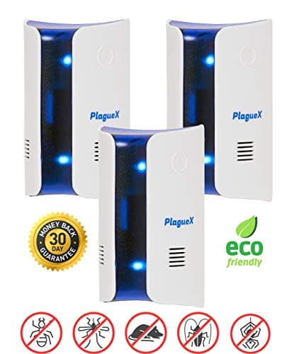 Ultrasonic Pest Repeller Electronic Plug in Device for Pest Control with Night Light 3 Pack | White