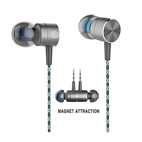 Earphones,Magnet Attraction Sport In-Ear Earbuds Heaphones Headset Stereo Bass with Mic (Green)