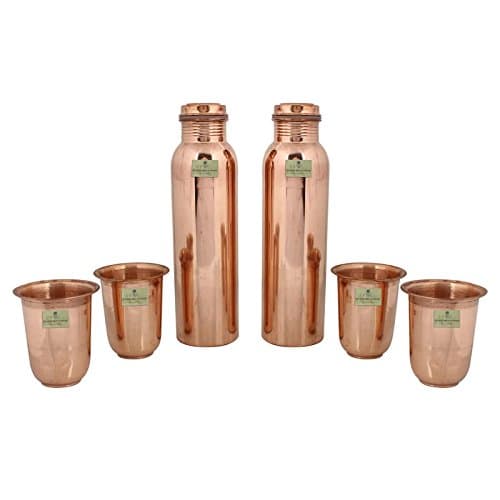Best Quality Pure Copper Water Bottle Set Of 2 By CwC