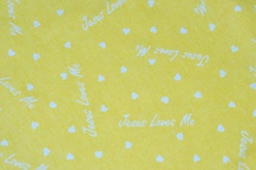 Sunshine Yellow"Jesus Loves Me" 100% Soft Cotton Fabric by The Yard Made in USA
