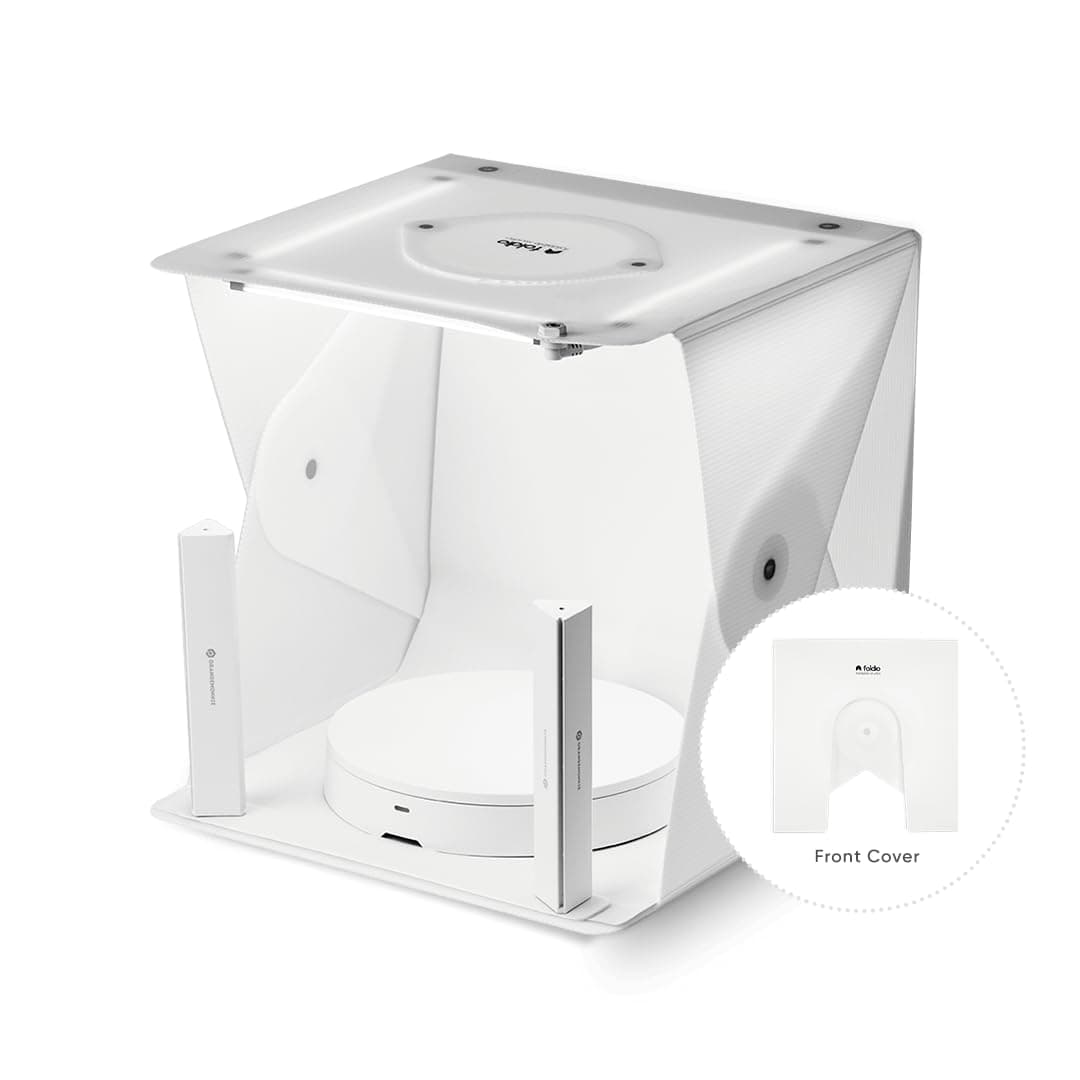 Foldio2 Plus + 360 Studio Set (15" Photo Lightbox Set with Extra Lights & Smart 360 Photography Turntable/With 10" Bluetooth 360 Turntable/White & Black Background Sheets Included)
