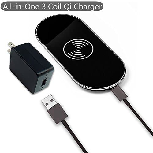 New Gen. Google Nexus 6 Wireless Charging Kit, Wireless Efficiencyxae; 3-Coil Google Nexus 6 Qi Wireless Charger Kit for Google Nexus 6 6.0 inches Google Nexus X, Moto Nexus 6 - Black