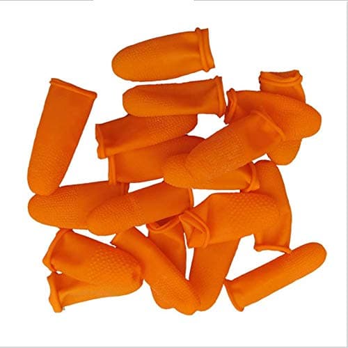Latex Finger Cots Reusable Rubber Fingertips Protective Glove Heavy Duty Industrial Grade Personal Protective Finger Cots Size 27 Pack of 100 Anti-Static Spot Finger Cots (Orange)