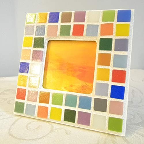 Small Square Rainbow Colors Mosaic Picture Frame - Glass Tiles