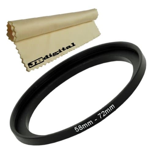 Premium 58-72mm Step-Up Adapter Ring (58mm Lens to 72mm Filter Size) + Bonus Super Fine JB Digital Microfiber Cleaning Cloth