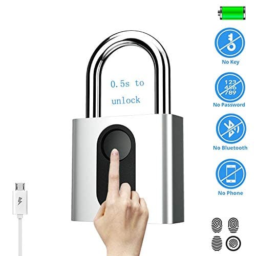 Fipilock Smart Fingerprint Lock Keyless USB Rechargeable Door Luggage Case Bag Lock Anti-Theft Security Fingerprint Padlock